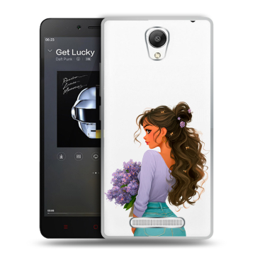 Силиконовый чехол на Xiaomi RedMi Note 2 с принтом девушка цветы Силиконовый чехол на Xiaomi RedMi Note 2 с принтом девушка цветы