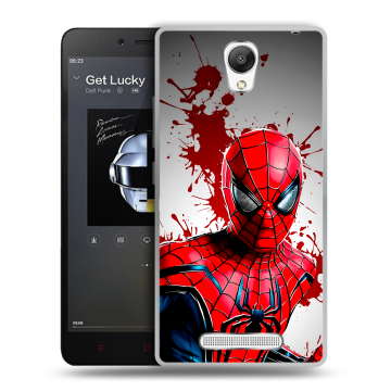 Силиконовый чехол на Xiaomi RedMi Note 2 с принтом Spiderman Человек паук Силиконовый чехол на Xiaomi RedMi Note 2 с принтом Spiderman Человек паук
