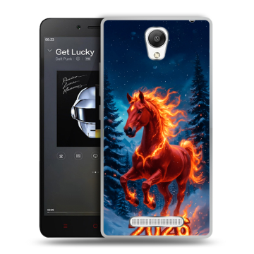 Силиконовый чехол на Xiaomi RedMi Note 2 с принтом Новый год коня Силиконовый чехол на Xiaomi RedMi Note 2 с принтом Новый год коня