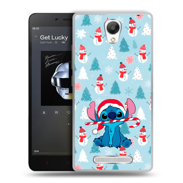 Силиконовый чехол на Xiaomi RedMi Note 2 с принтом Стич Новый год