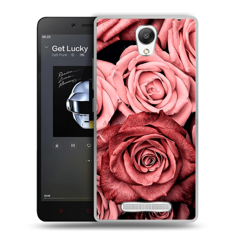 Силиконовый чехол на Xiaomi RedMi Note 2 с принтом Цветы розы Силиконовый чехол на Xiaomi RedMi Note 2 с принтом Цветы розы