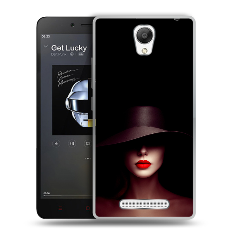 Силиконовый чехол на Xiaomi RedMi Note 2 с принтом Девушка в шляпе Силиконовый чехол на Xiaomi RedMi Note 2 с принтом Девушка в шляпе