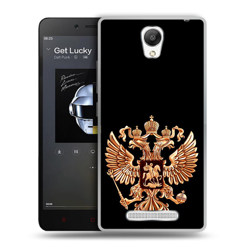 Пластиковый чехол на Xiaomi RedMi Note 2 с принтом Герб России золотой Пластиковый чехол на Xiaomi RedMi Note 2 с принтом Герб России золотой