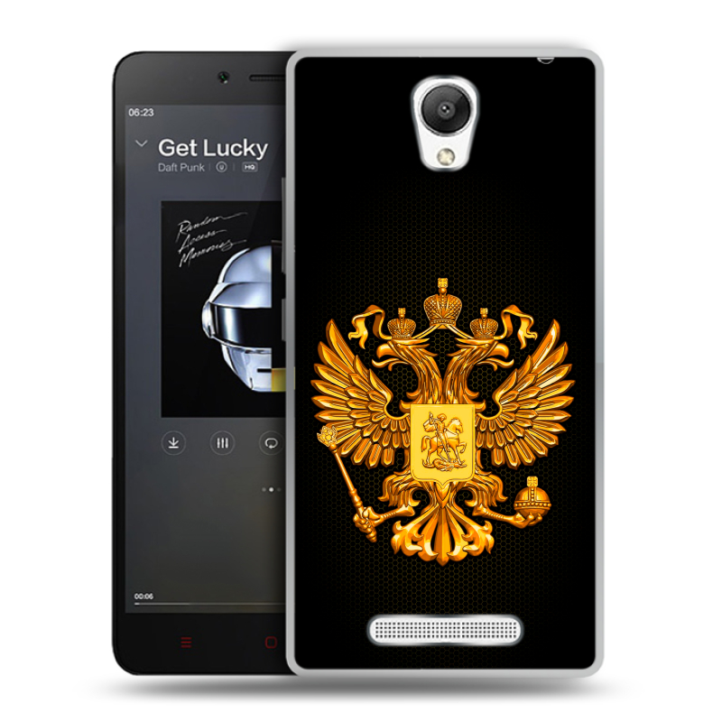 Силиконовый чехол на Xiaomi RedMi Note 2 с принтом Герб России желтый Силиконовый чехол на Xiaomi RedMi Note 2 с принтом Герб России желтый