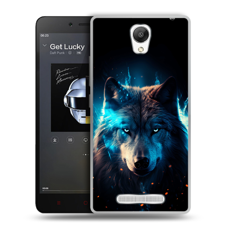 Пластиковый чехол на Xiaomi RedMi Note 2 с принтом Волк ночной Пластиковый чехол на Xiaomi RedMi Note 2 с принтом Волк ночной