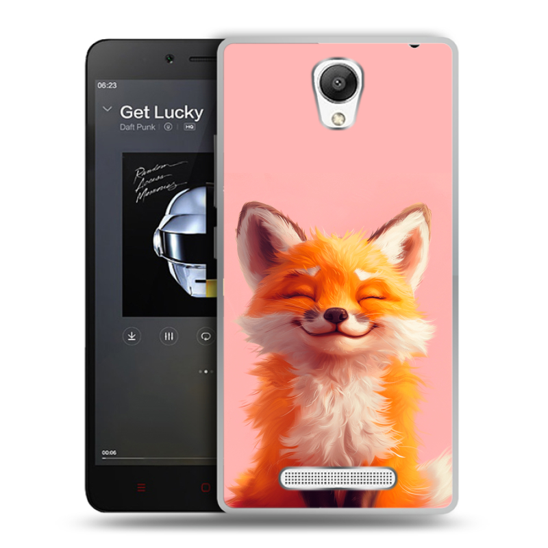 Силиконовый чехол на Xiaomi RedMi Note 2 с принтом милая лиса Силиконовый чехол на Xiaomi RedMi Note 2 с принтом милая лиса