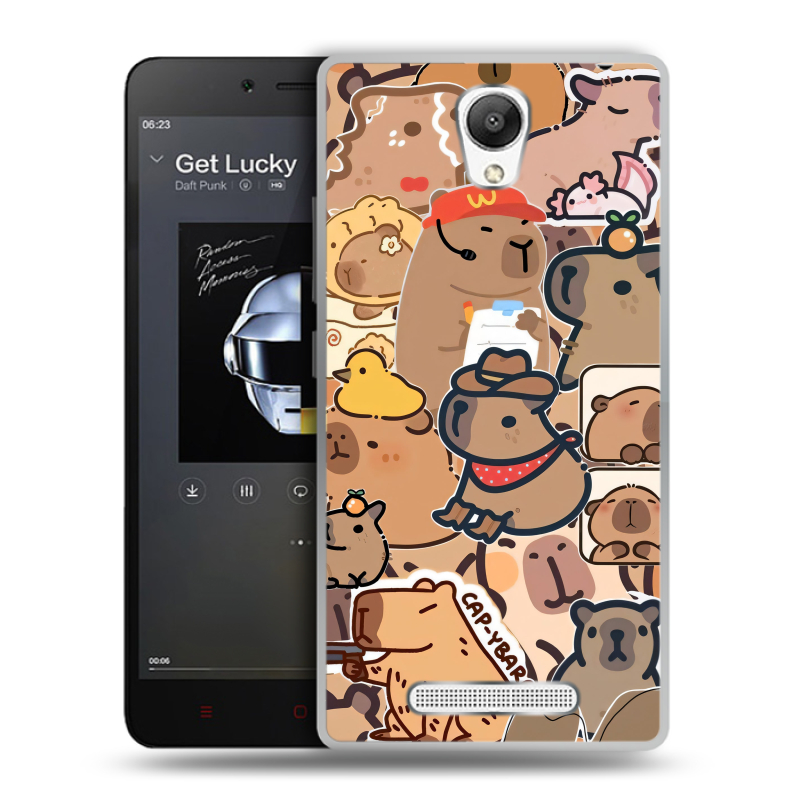 Силиконовый чехол на Xiaomi RedMi Note 2 с принтом капибара Силиконовый чехол на Xiaomi RedMi Note 2 с принтом капибара