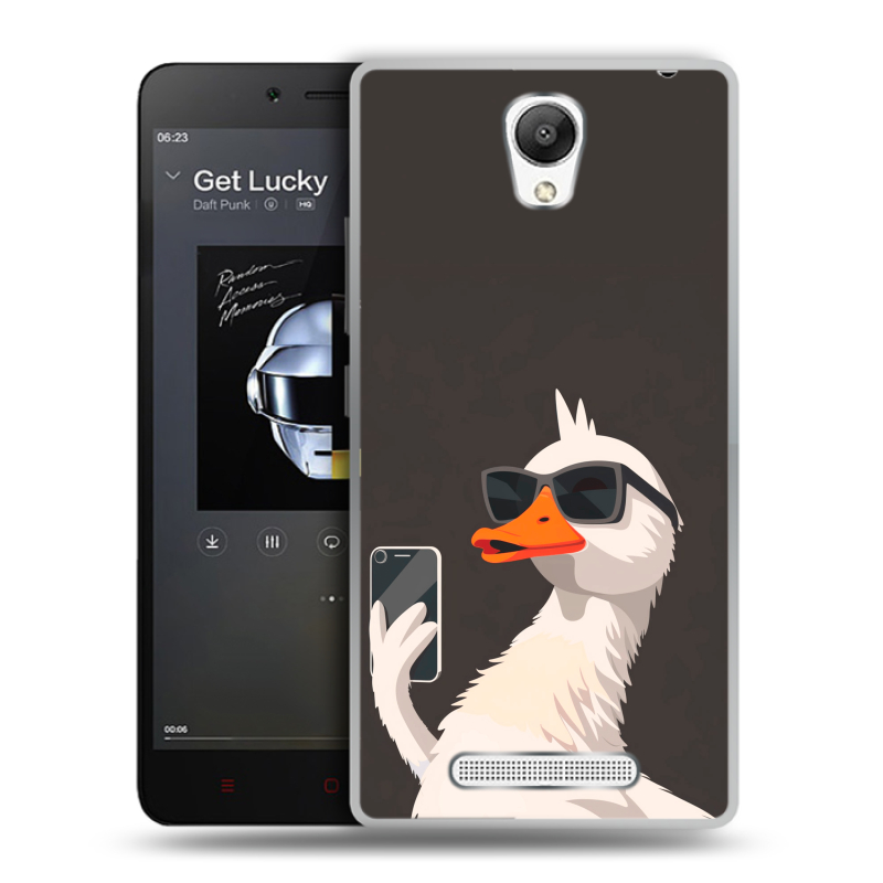 Силиконовый чехол на Xiaomi RedMi Note 2 с принтом утка в очках Силиконовый чехол на Xiaomi RedMi Note 2 с принтом утка в очках