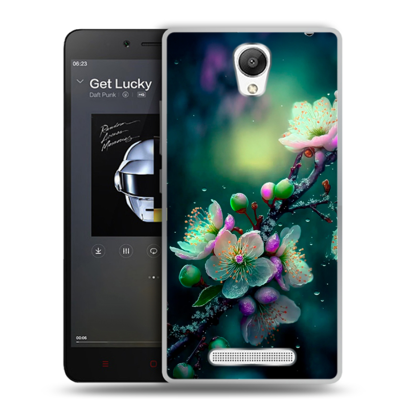 Пластиковый чехол на Xiaomi RedMi Note 2 с принтом Цветы и мрамор Пластиковый чехол на Xiaomi RedMi Note 2 с принтом Цветы и мрамор