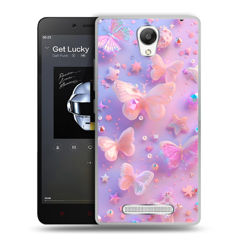 Пластиковый чехол на Xiaomi RedMi Note 2 с принтом Бабочки Пластиковый чехол на Xiaomi RedMi Note 2 с принтом Бабочки