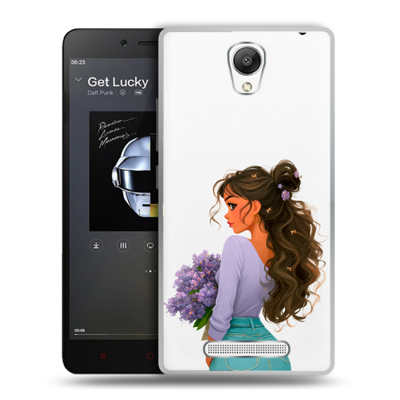 Силиконовый чехол на Xiaomi RedMi Note 2 с принтом девушка цветы Силиконовый чехол на Xiaomi RedMi Note 2 с принтом девушка цветы
