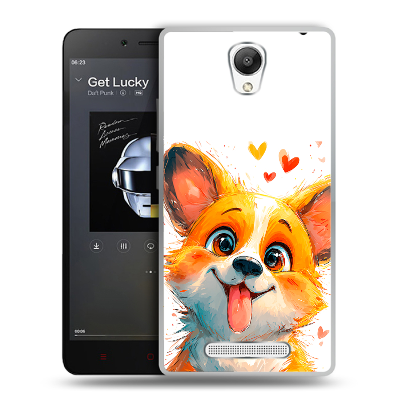 Пластиковый чехол на Xiaomi RedMi Note 2 с принтом корги Пластиковый чехол на Xiaomi RedMi Note 2 с принтом корги