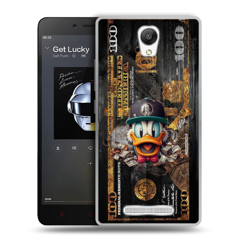 Пластиковый чехол на Xiaomi RedMi Note 2 с принтом Дональд Дак Доллар Пластиковый чехол на Xiaomi RedMi Note 2 с принтом Дональд Дак Доллар