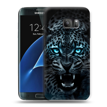 Силиконовый противоударный чехол на Samsung Galaxy S7 с принтом Темный леопард Силиконовый противоударный чехол на Samsung Galaxy S7 с принтом Темный леопард
