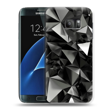 Силиконовый противоударный чехол на Samsung Galaxy S7 с принтом Черные кристаллы Силиконовый противоударный чехол на Samsung Galaxy S7 с принтом Черные кристаллы