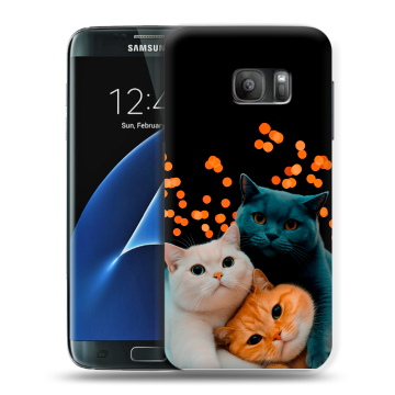 Силиконовый противоударный чехол на Samsung Galaxy S7 с принтом Кошки Силиконовый противоударный чехол на Samsung Galaxy S7 с принтом Кошки