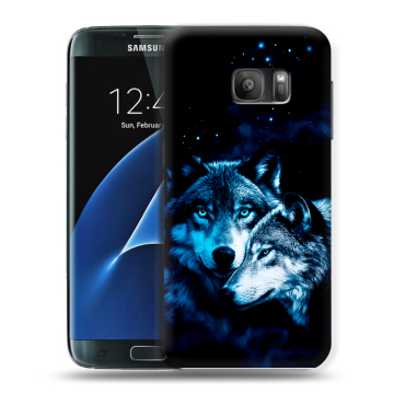Силиконовый противоударный чехол на Samsung Galaxy S7 с принтом Волки Силиконовый противоударный чехол на Samsung Galaxy S7 с принтом Волки