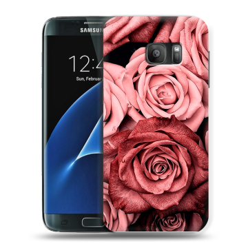 Силиконовый противоударный чехол на Samsung Galaxy S7 с принтом Цветы розы