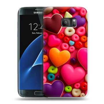 Силиконовый противоударный чехол на Samsung Galaxy S7 с принтом Сердечки Силиконовый противоударный чехол на Samsung Galaxy S7 с принтом Сердечки
