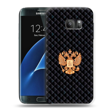 Силиконовый противоударный чехол на Samsung Galaxy S7 с принтом Герб России принт