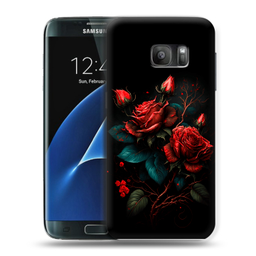 Силиконовый противоударный чехол на Samsung Galaxy S7 с принтом Розы красные