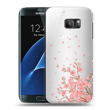 Силиконовый противоударный чехол на Samsung Galaxy S7 с принтом Ветка сакуры