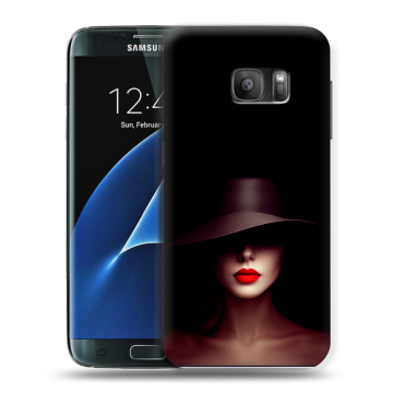 Силиконовый противоударный чехол на Samsung Galaxy S7 с принтом Девушка в шляпе