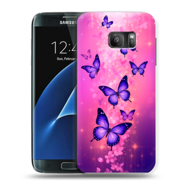Силиконовый противоударный чехол на Samsung Galaxy S7 с принтом Бабочки
