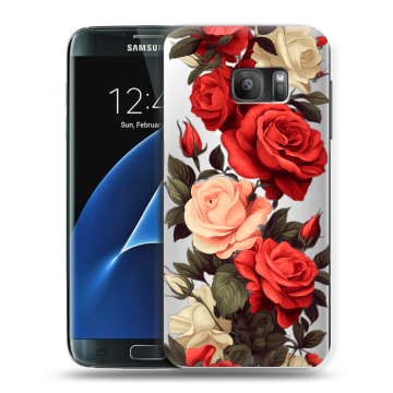 Силиконовый противоударный чехол на Samsung Galaxy S7 с принтом Розы