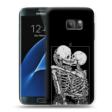 Силиконовый противоударный чехол на Samsung Galaxy S7 с принтом Поцелуй скелетов