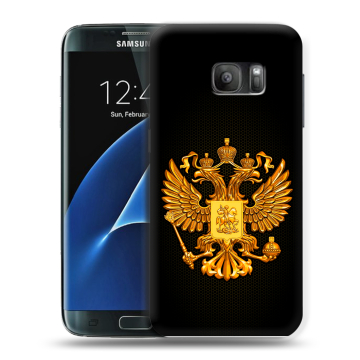 Силиконовый противоударный чехол на Samsung Galaxy S7 с принтом Герб России желтый
