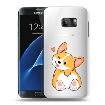 Силиконовый противоударный чехол на Samsung Galaxy S7 с принтом Корги