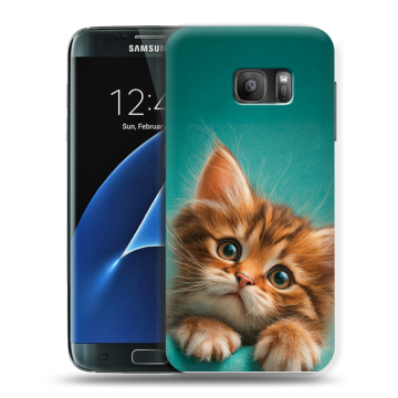 Силиконовый противоударный чехол на Samsung Galaxy S7 с принтом котенок