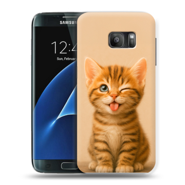 Силиконовый противоударный чехол на Samsung Galaxy S7 с принтом котенок