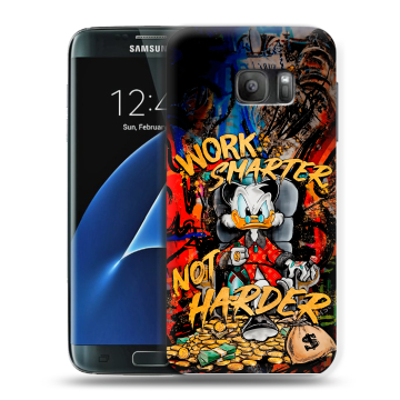Силиконовый противоударный чехол на Samsung Galaxy S7 с принтом Дональд Дак Деньги