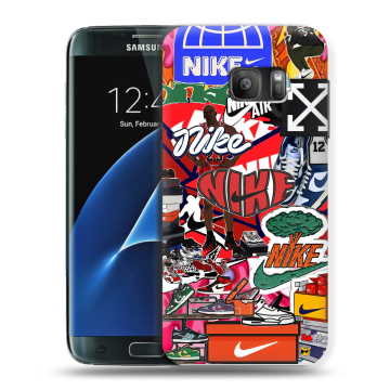 Силиконовый противоударный чехол на Samsung Galaxy S7 с принтом Найк Nike яркий