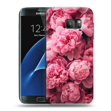 Силиконовый противоударный чехол на Samsung Galaxy S7 с принтом цветы пионы