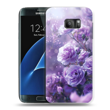 Силиконовый противоударный чехол на Samsung Galaxy S7 с принтом Розы цветы Силиконовый противоударный чехол на Samsung Galaxy S7 с принтом Розы цветы