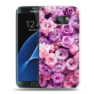 Силиконовый противоударный чехол на Samsung Galaxy S7 с принтом лавандовые розы Силиконовый противоударный чехол на Samsung Galaxy S7 с принтом лавандовые розы