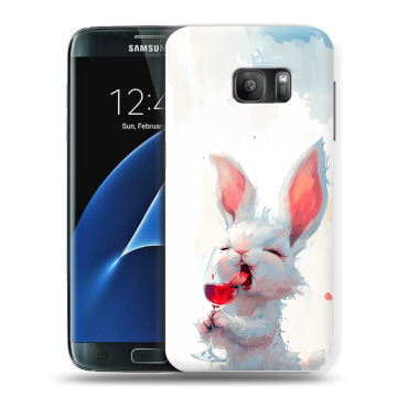 Силиконовый противоударный чехол на Samsung Galaxy S7 с принтом кролик зайчик