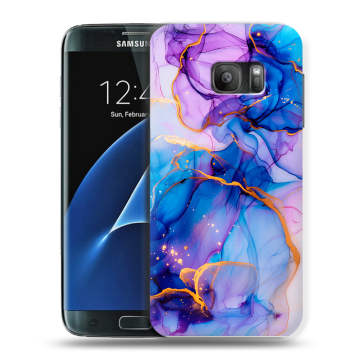 Силиконовый противоударный чехол на Samsung Galaxy S7 с принтом синий мрамор