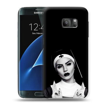 Силиконовый противоударный чехол на Samsung Galaxy S7 с принтом монашка Силиконовый противоударный чехол на Samsung Galaxy S7 с принтом монашка