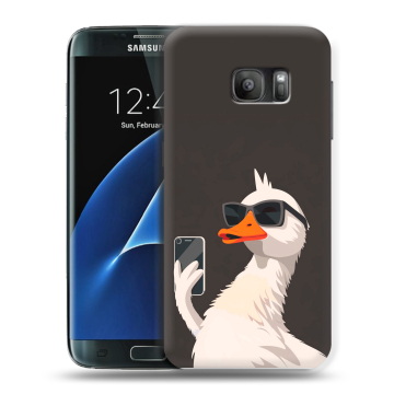Силиконовый противоударный чехол на Samsung Galaxy S7 с принтом утка в очках