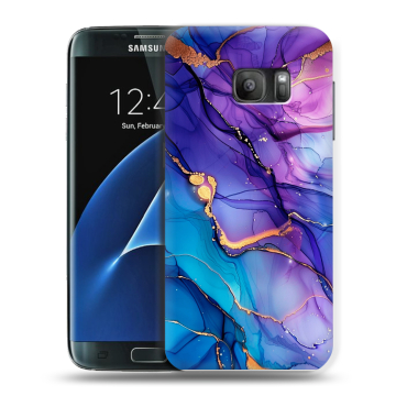 Силиконовый противоударный чехол на Samsung Galaxy S7 с принтом синий мрамор Силиконовый противоударный чехол на Samsung Galaxy S7 с принтом синий мрамор