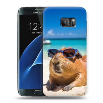 Силиконовый противоударный чехол на Samsung Galaxy S7 с принтом Капибара