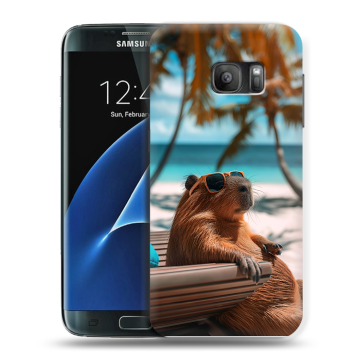 Силиконовый противоударный чехол на Samsung Galaxy S7 с принтом Капибара