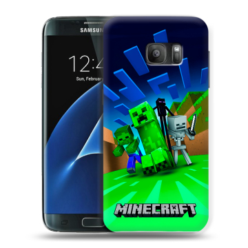 Силиконовый противоударный чехол на Samsung Galaxy S7 с принтом Майнкрафт Силиконовый противоударный чехол на Samsung Galaxy S7 с принтом Майнкрафт