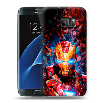 Силиконовый противоударный чехол на Samsung Galaxy S7 с принтом Железный человек Ironman