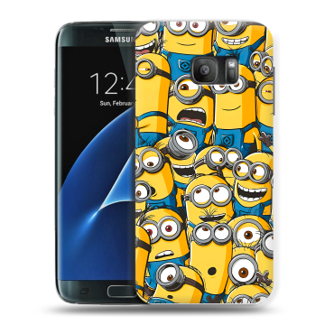Силиконовый противоударный чехол на Samsung Galaxy S7 с принтом Миньоны