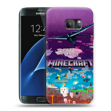 Силиконовый противоударный чехол на Samsung Galaxy S7 с принтом Майнкрафт Minecraft